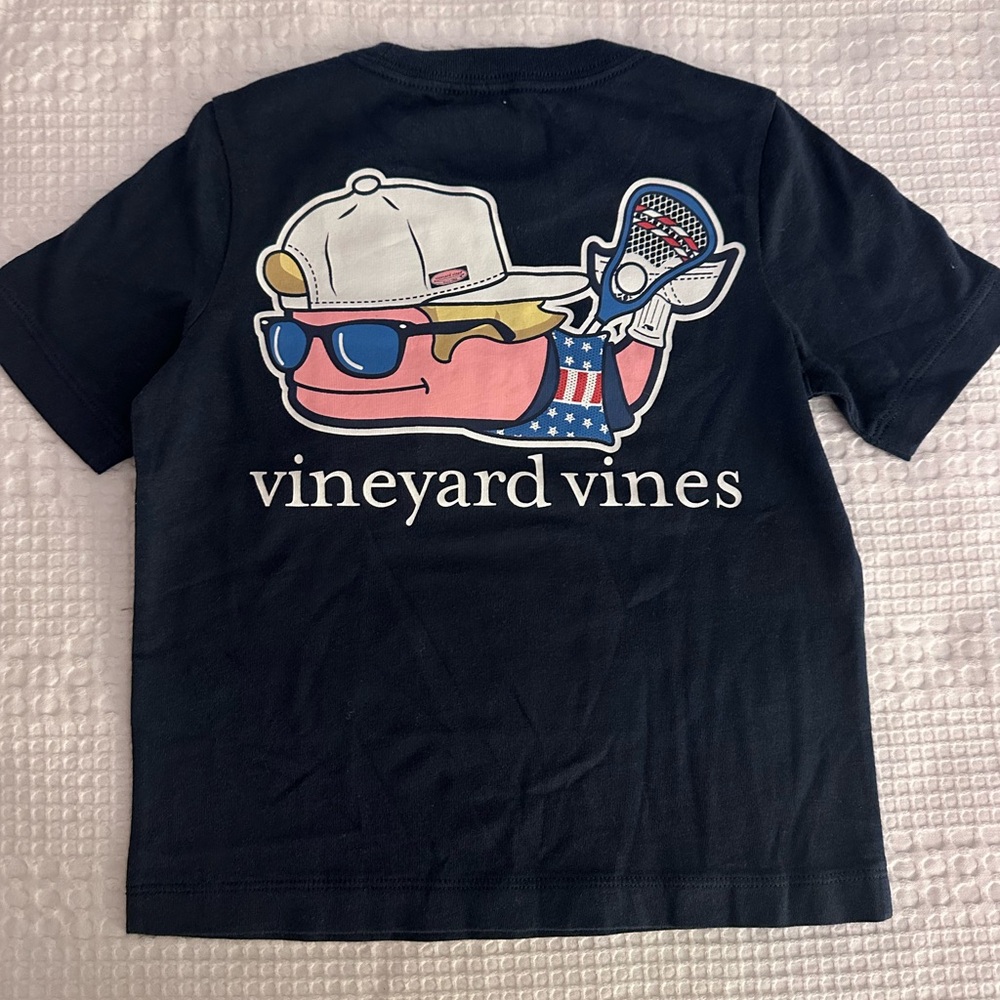 NWT Vineyard Vines Kids Navy Blue Lacrosse Graphic Tee
